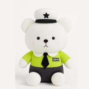 Plush Police Bunny Stuffed Animal Toy, White and Blue Uniform, 45cm Soft Toy for Kids Room Decor (Green)