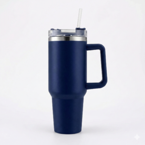 Stainless Steel Insulated Travel Tumbler 1200ml with Handle & Straw – Double Wall Vacuum Coffee Mug (Blue)